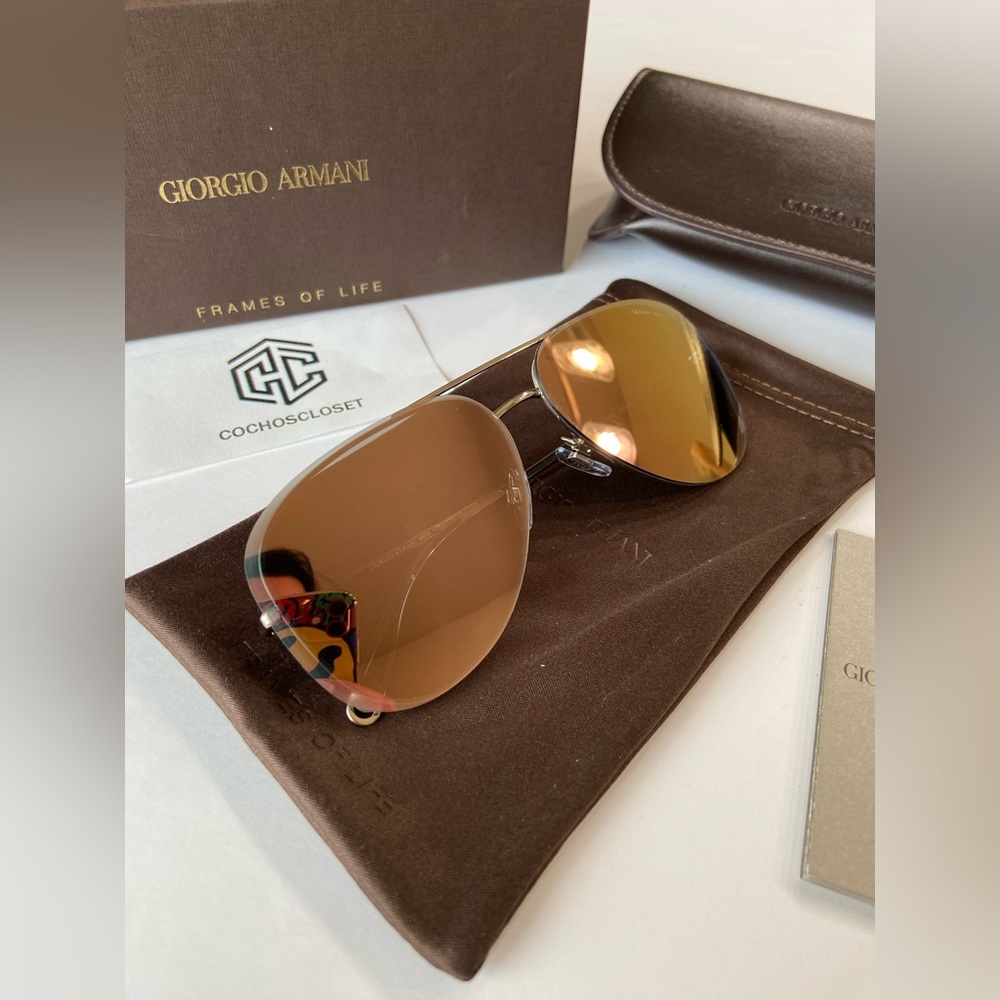 Giorgio Armani Pilot Sunglasses AR6084 Rose Gold Aviator - Picture 7 of 12